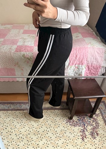 Kadın Siyah Çizgili Bağcıklı Eşofman Altı - Görsel 2