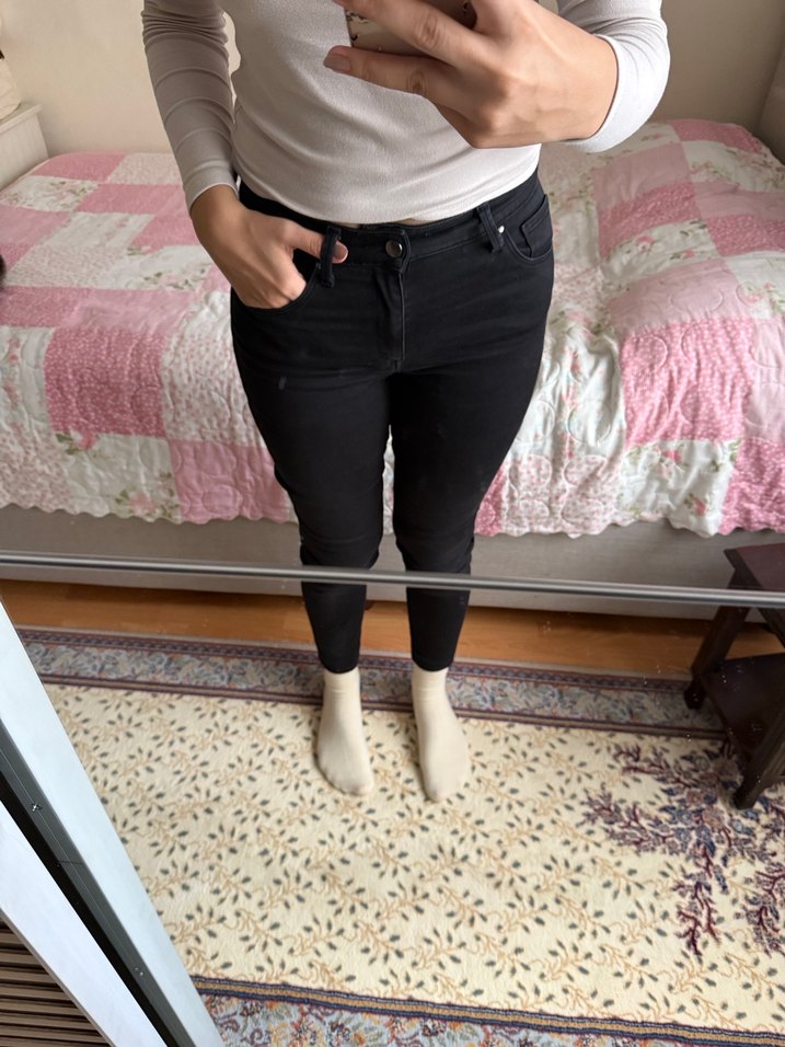 Siyah Rahat Kesim Kadın Pantolon - Görsel 3