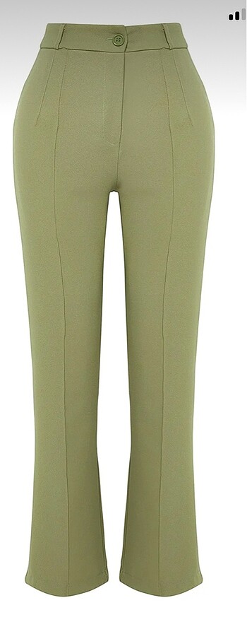 Trendyolmilla- yeşil yüksek bel dokuma pantolon