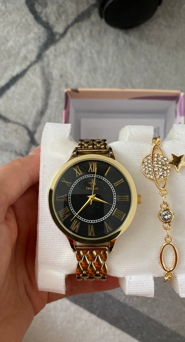 Zincir Detaylı Altın Renk Kadın Saat - Görsel 2