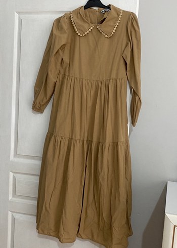 Bej Uzun Kollu Bohem Elbise - Görsel 6