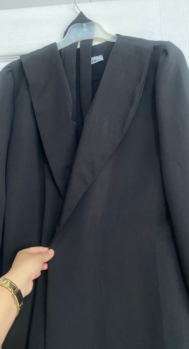 Siyah Kadın Uzun Silky ceket kimono - Görsel 2