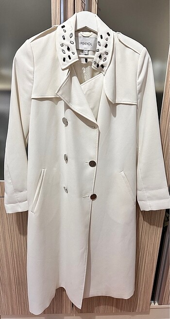 36 Beden beyaz Renk İpekyol trenchcoat