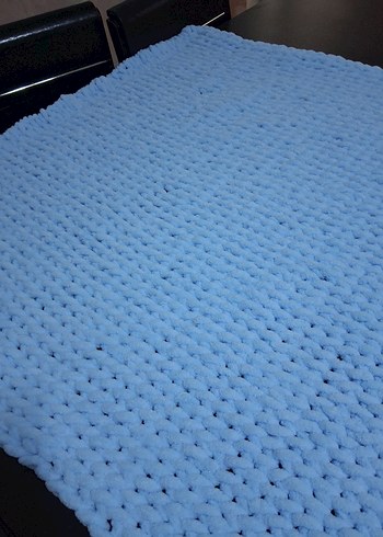 Mavi Örgü Bebek Battaniyesi - Görsel 3