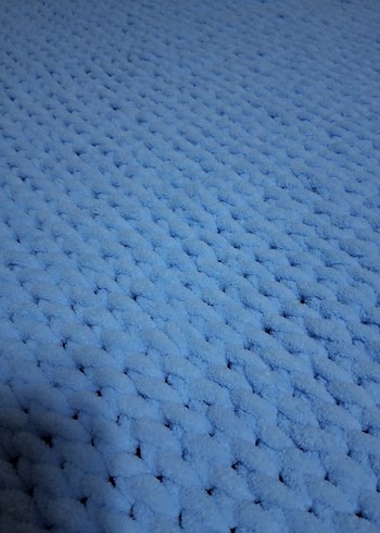 Mavi Örgü Bebek Battaniyesi - Görsel 5