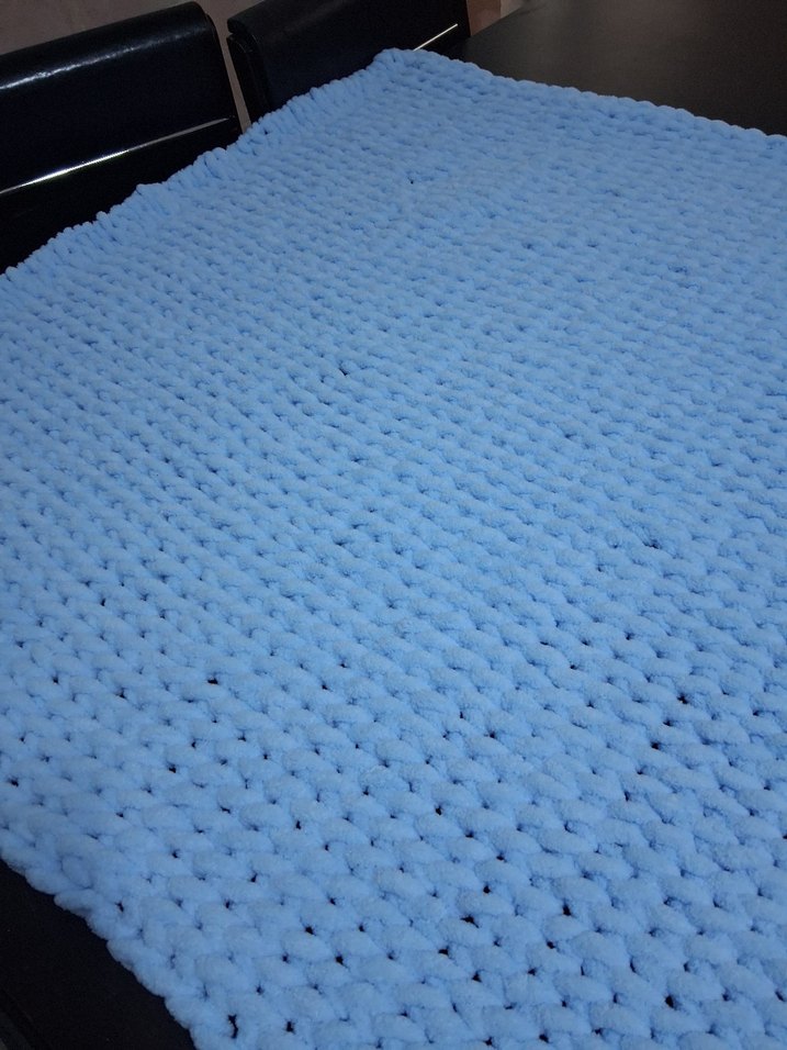 Mavi Örgü Bebek Battaniyesi - Görsel 3