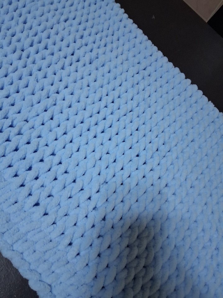 Mavi Örgü Bebek Battaniyesi - Görsel 2