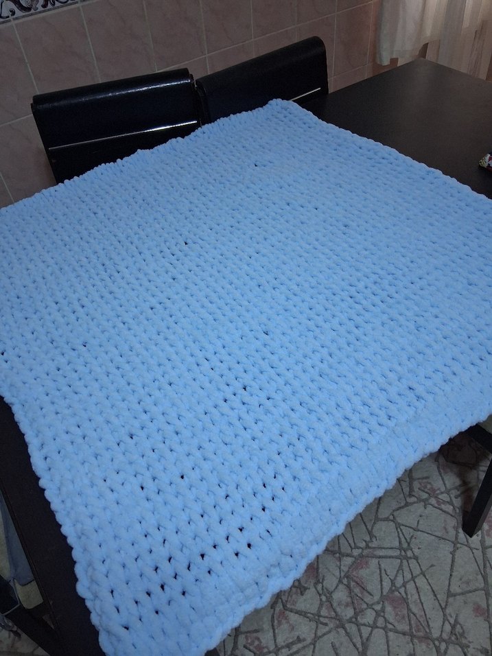 Mavi Örgü Bebek Battaniyesi - Görsel 4