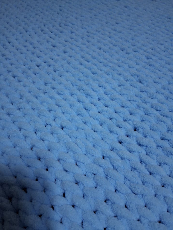 Mavi Örgü Bebek Battaniyesi - Görsel 5