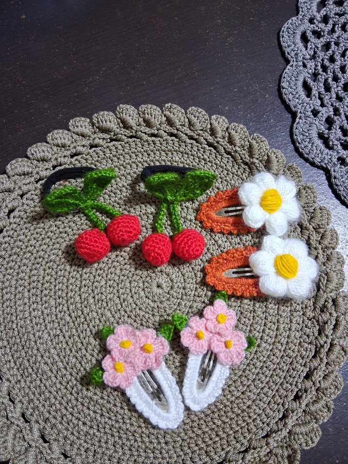 Nakışlı Örgü Çocuk Toka Seti - Görsel 3