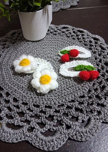 Renkli Nakışlı Örgü Çocuk Saç Tokaları - Görsel 2