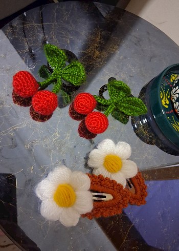 Renkli Nakışlı Örgü Çocuk Saç Tokaları - Görsel 2