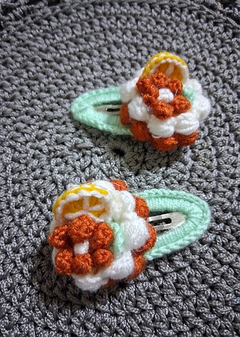 Renkli Nakışlı Örgü Çocuk Toka Seti - Görsel 3