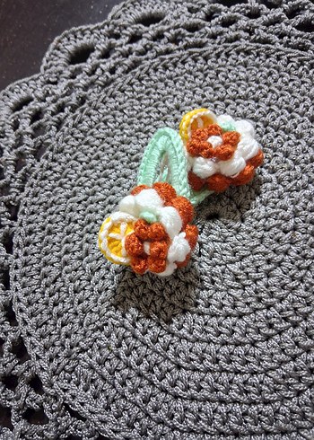 Renkli Nakışlı Örgü Çocuk Toka Seti - Görsel 5