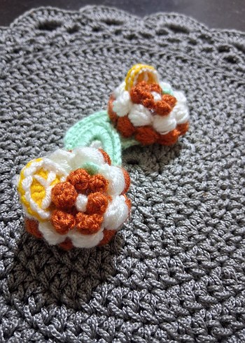 Renkli Nakışlı Örgü Çocuk Toka Seti - Görsel 2