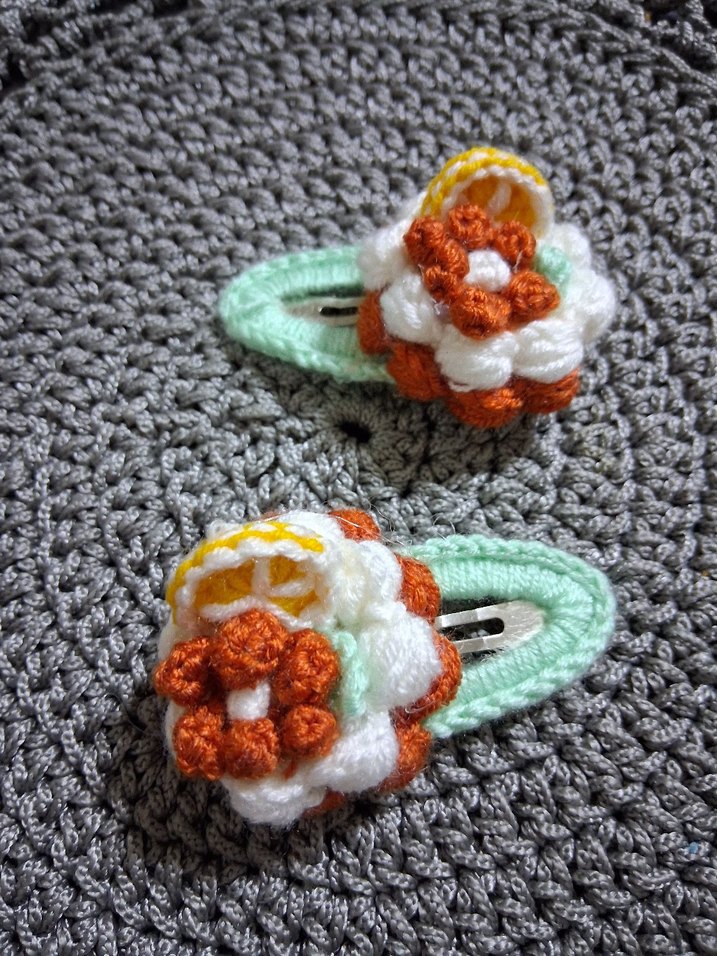 Renkli Nakışlı Örgü Çocuk Toka Seti - Görsel 3