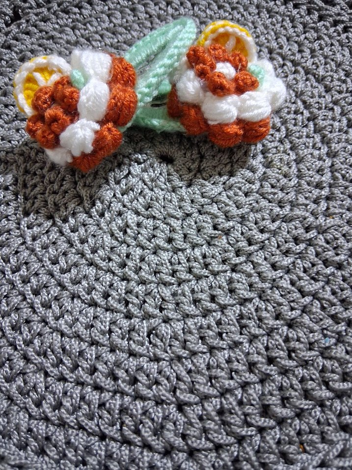 Renkli Nakışlı Örgü Çocuk Toka Seti - Görsel 4