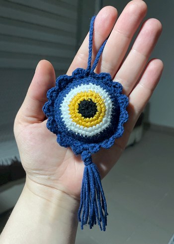 Diğer Mavi Bohem Püsküllü Anahtarlık