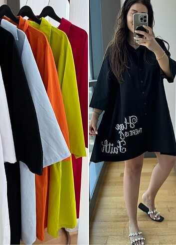 Poplin Gömlek Elbise  - Görsel 2