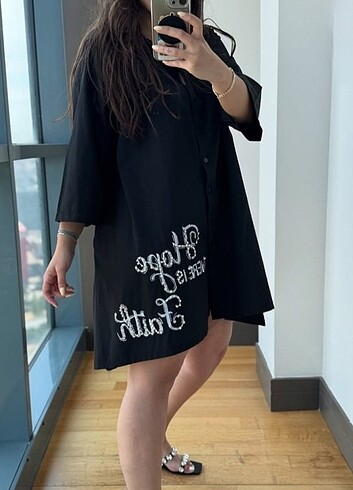 Poplin Gömlek Elbise  - Görsel 3