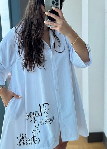 Poplin Gömlek Elbise  - Görsel 4