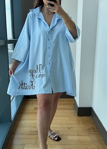 Poplin Gömlek Elbise  - Görsel 9