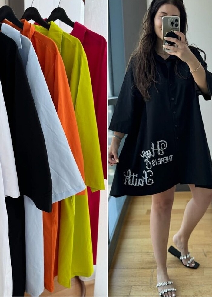 Poplin Gömlek Elbise  - Görsel 2