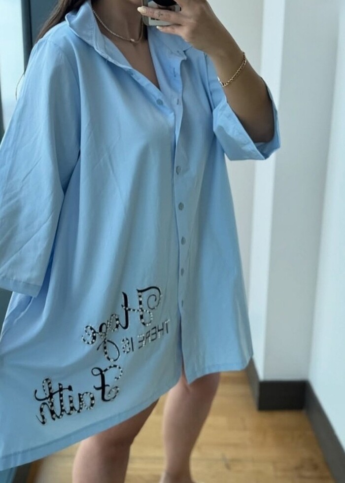 Poplin Gömlek Elbise  - Görsel 5