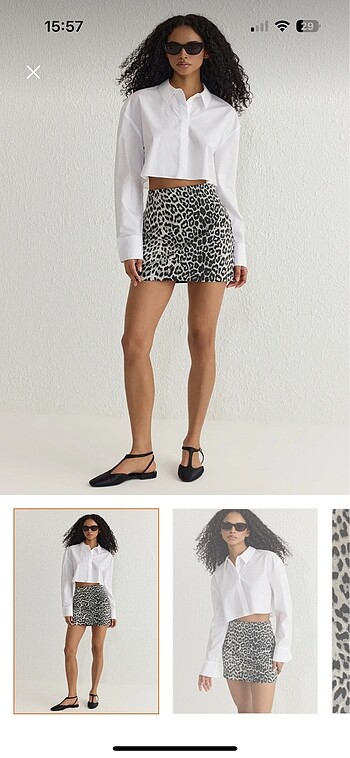 Leopar desenli mini etek