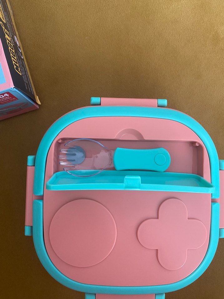 Muggle Çatal Kaşıklı Beslenme Kutusu - Pastel Pembe - Görsel 3