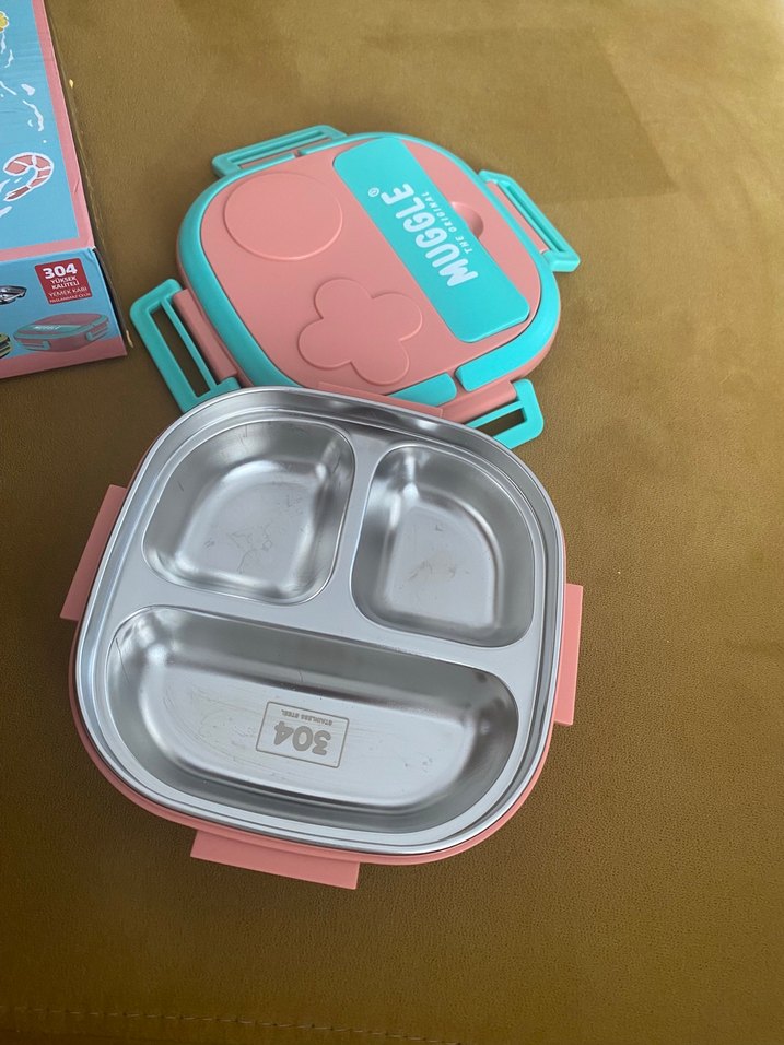 Muggle Çatal Kaşıklı Beslenme Kutusu - Pastel Pembe - Görsel 4