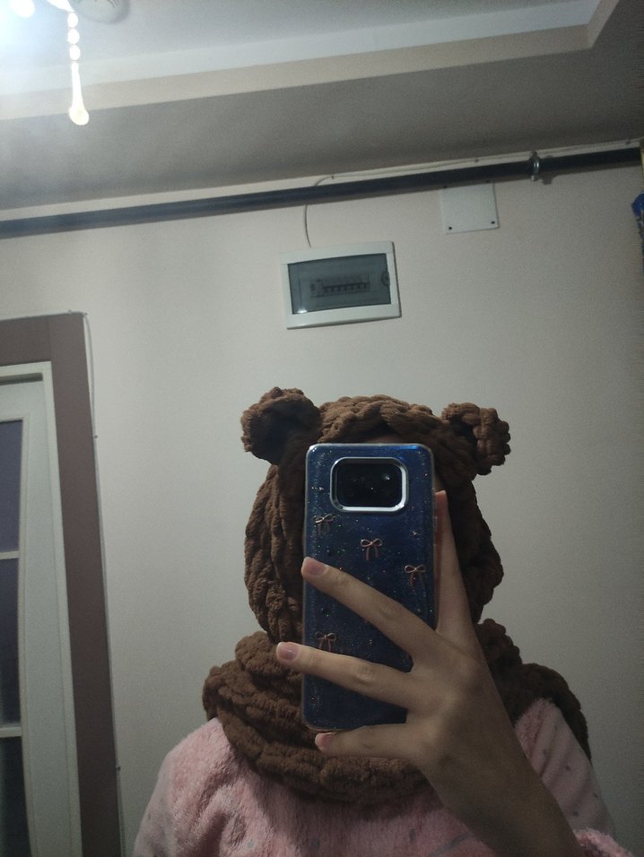 Puffy ipten kapşonlu atkı - Görsel 5