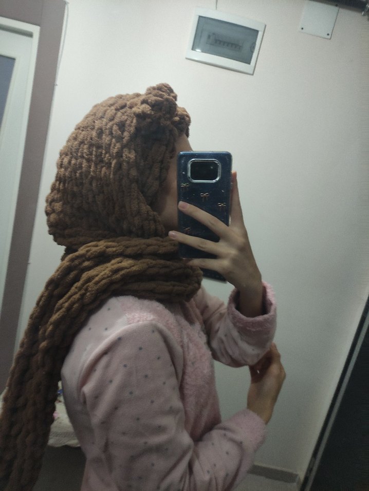 Puffy ipten kapşonlu atkı - Görsel 3