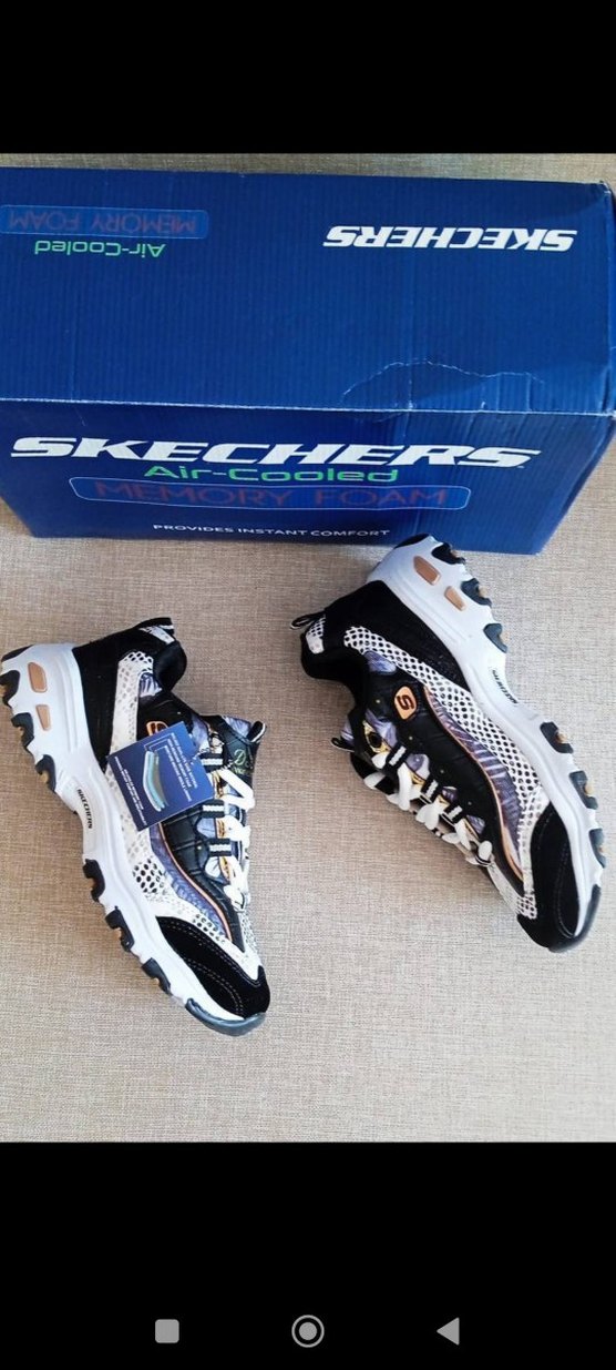 Beyaz Siyah Skechers Platform Spor Ayakkabı - Görsel 2