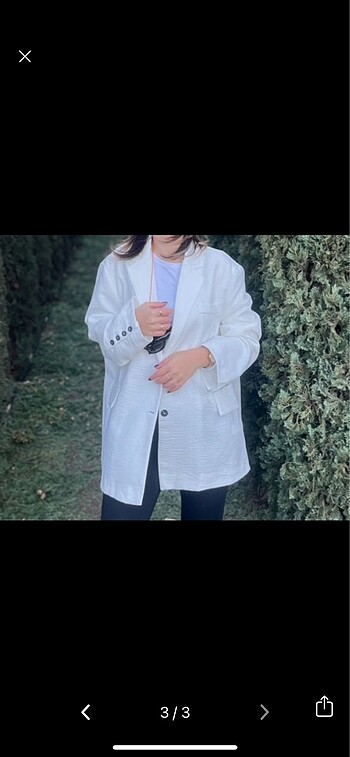 Beyaz keten blazer