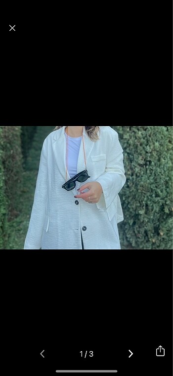 42 Beden Beyaz keten blazer
