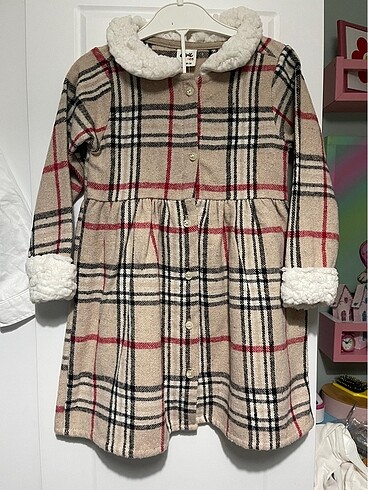 Civil Burberry model kız çocuk kışlık elbise