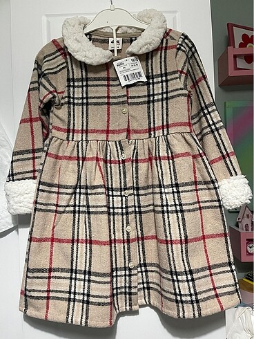 Burberry model kız çocuk kışlık elbise