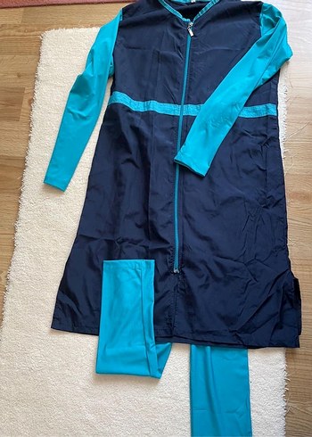 Uzun Lacivert Haşema Tesettür Mayo - Görsel 3