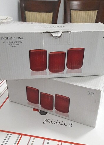 English home bardak kırmızı Gold detaylı su bardağı 