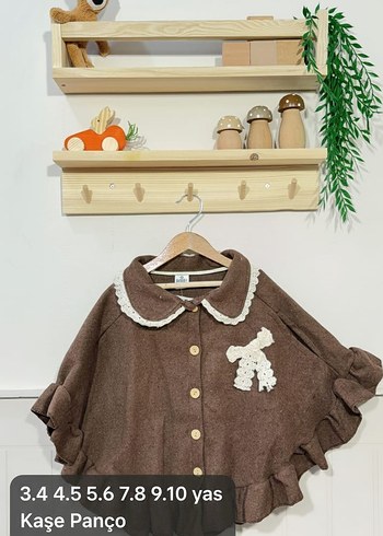 Kız Çocuk Gri Örgü Kaşe Panço - Görsel 5