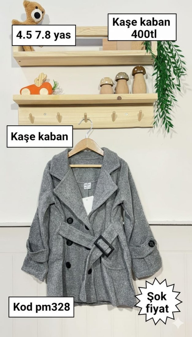 Kız Çocuk Gri Örgü Kaşe Panço - Görsel 3