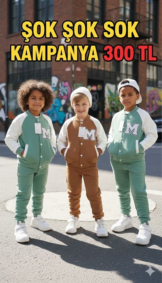 Erkek Çocuk Kahverengi Rahat Sweatpants Takım - Görsel 2