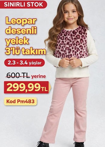 Leopar Desenli Kürklü Kız Yelek - Görsel 7