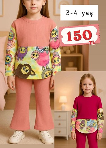 Kız Çocuk Pembe Fiyonklu Eşofman Takımı - Görsel 3