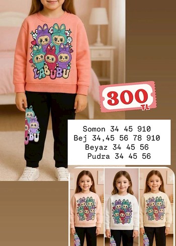 Kız Çocuk Pembe Fiyonklu Eşofman Takımı - Görsel 11