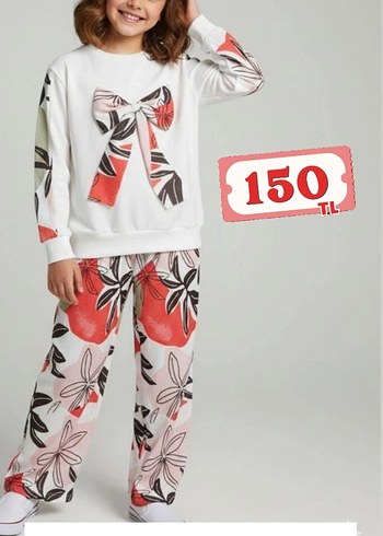 Kız Çocuk Pembe Fiyonklu Eşofman Takımı - Görsel 19