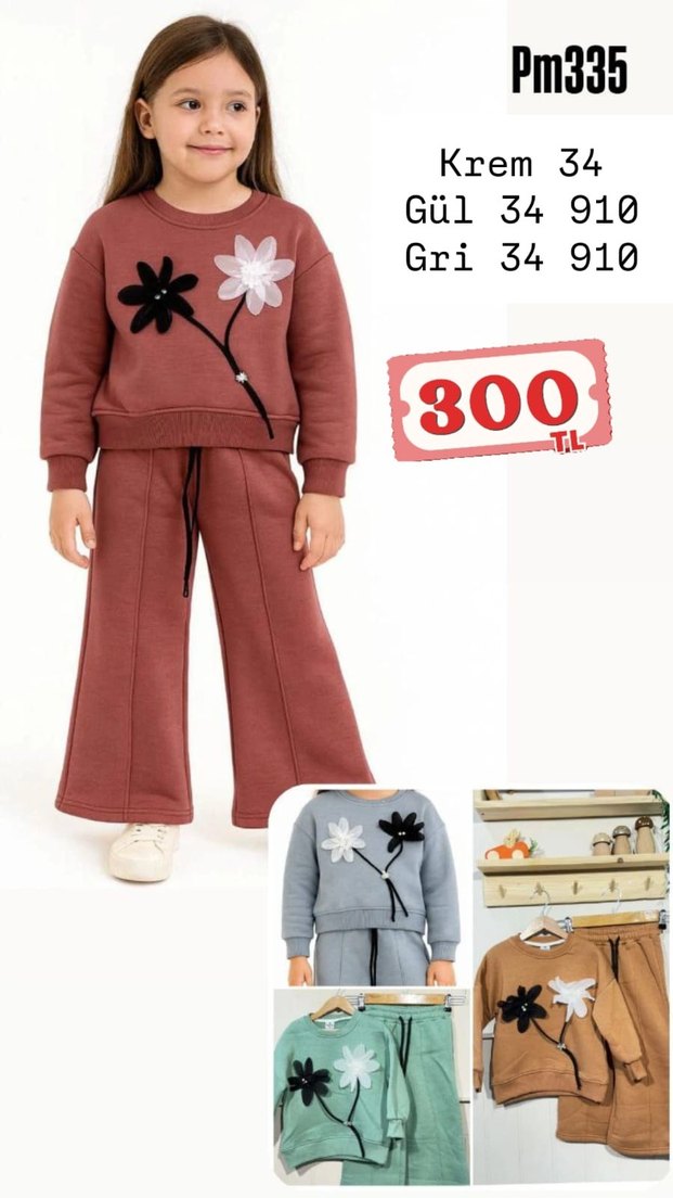 Kız Çocuk Pembe Fiyonklu Eşofman Takımı - Görsel 5