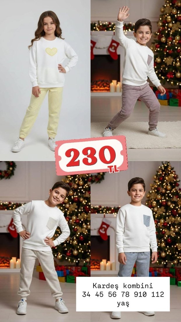 Kız Çocuk Salaş Çizgili Eşofman Takımı - Görsel 3