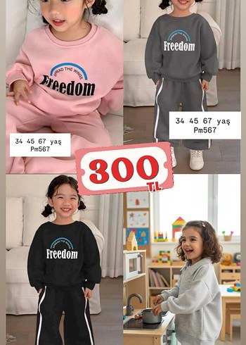 Kız Çocuk Renkli Desenli Triko Eşofman Takımı - Görsel 18